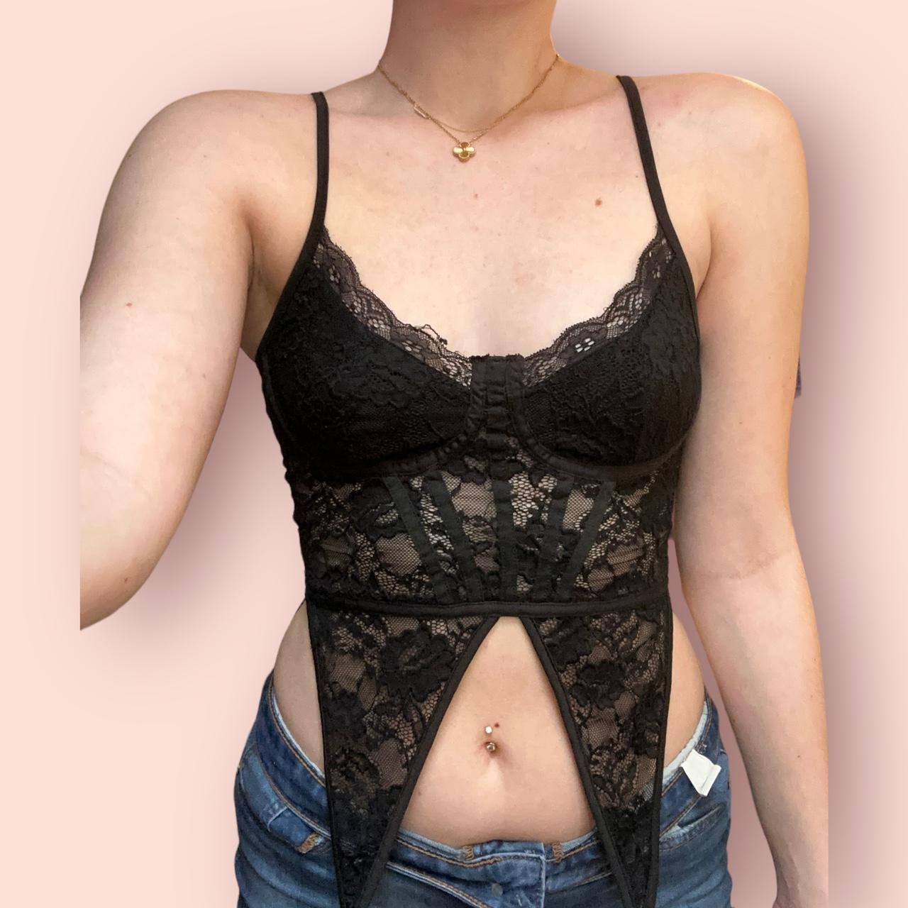 Black Lace Corset Top No Boning In It So Its Depop 9426