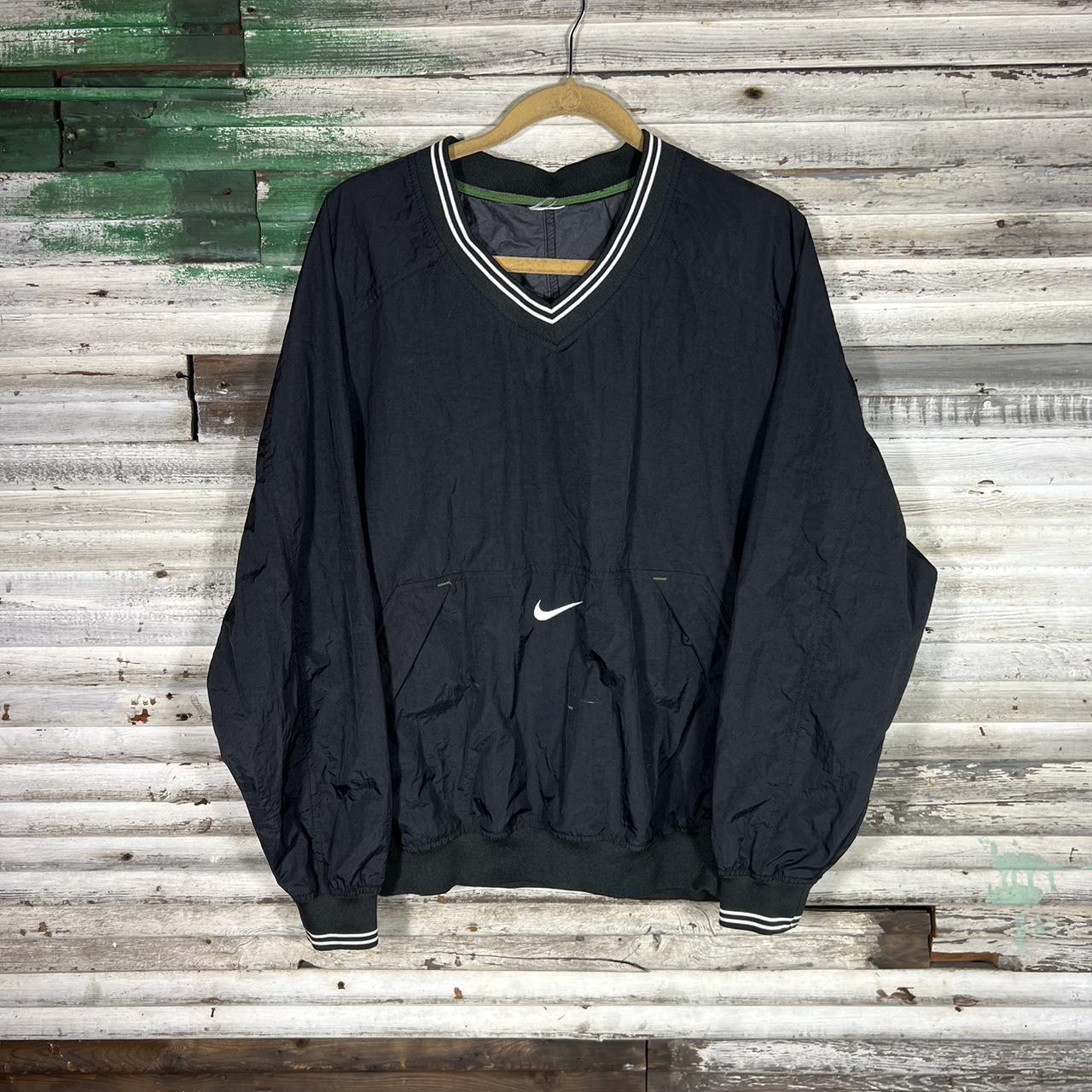 Vintage Nike Center Swoosh Windbreaker Black Jacket V Neck