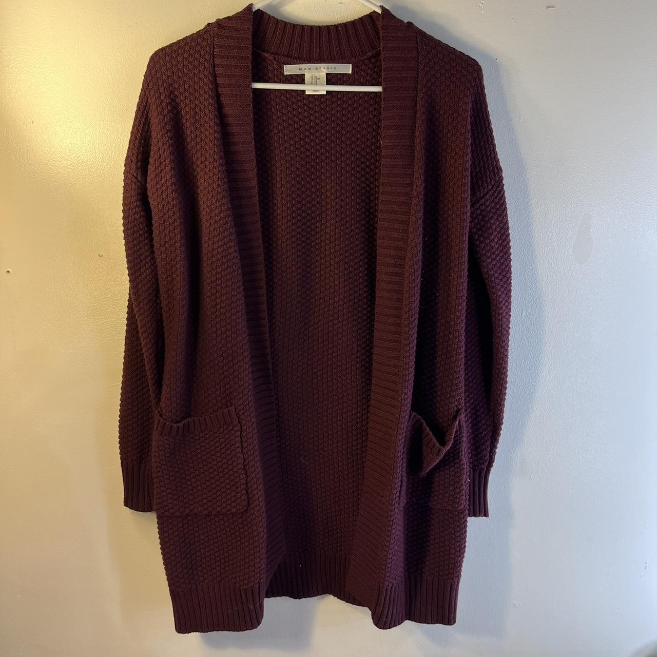 Women's Burgundy Cardigan | Depop