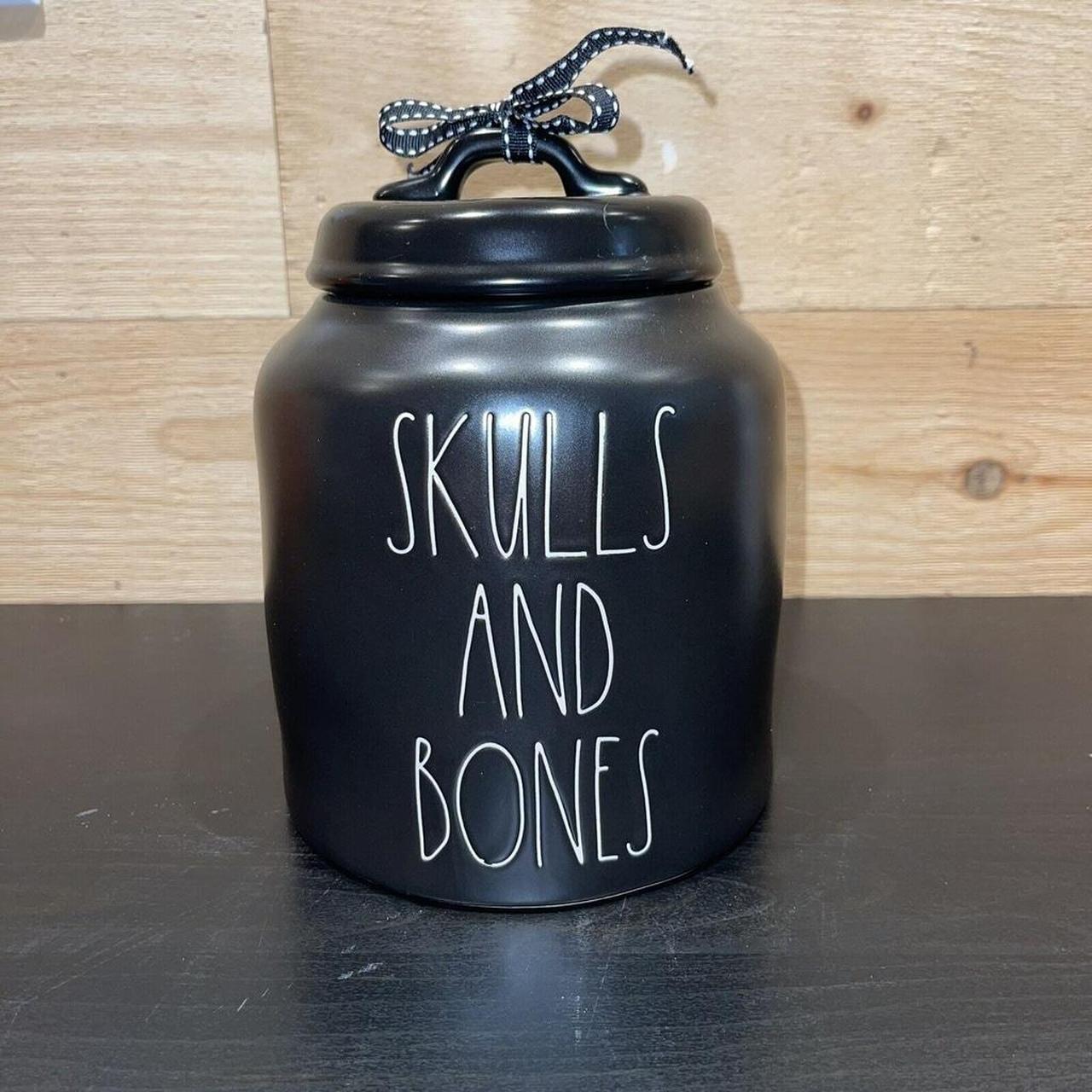 Rae Dunn skull and offers bones Canister