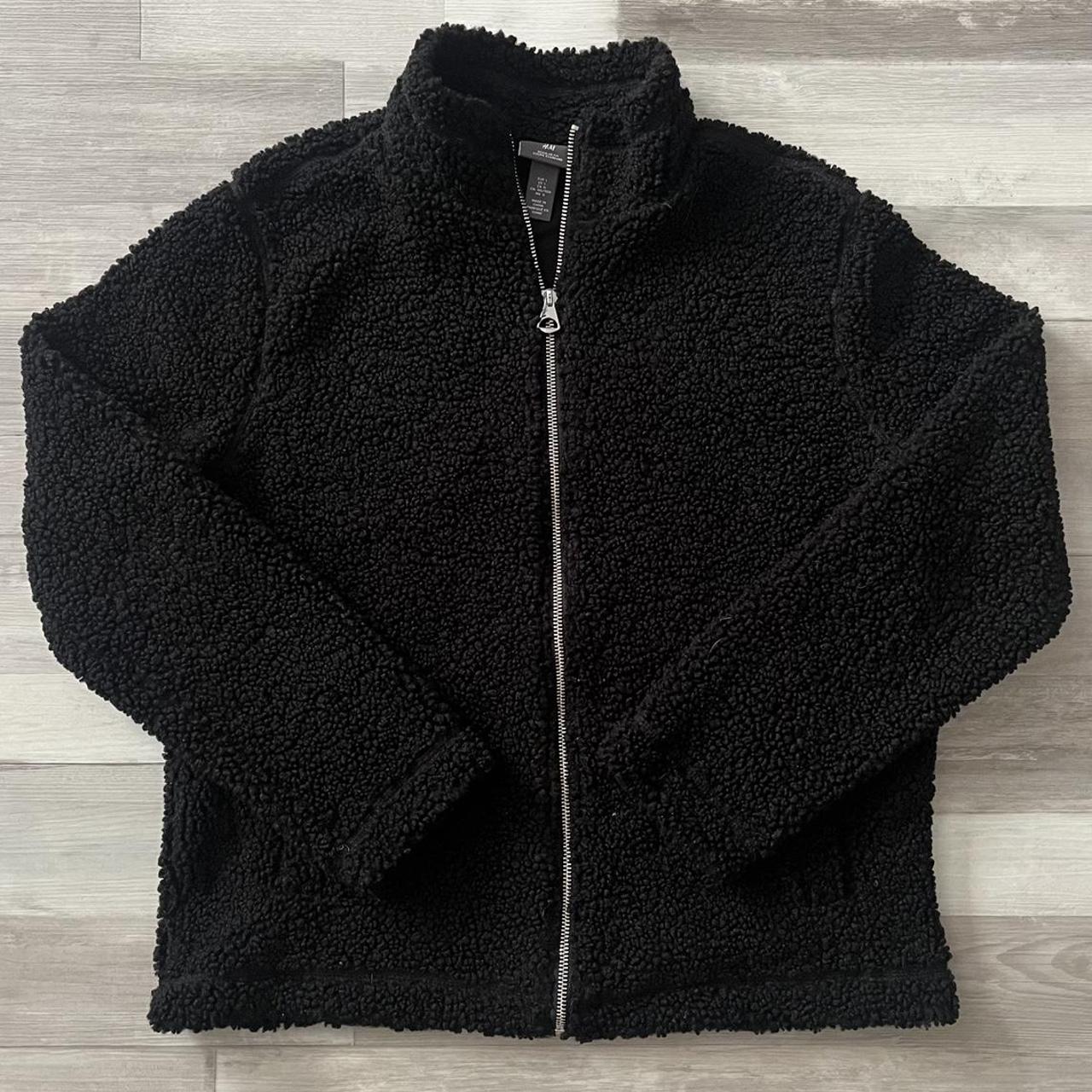 Black fleece jacket Metal zipper Only worn 3x... Depop