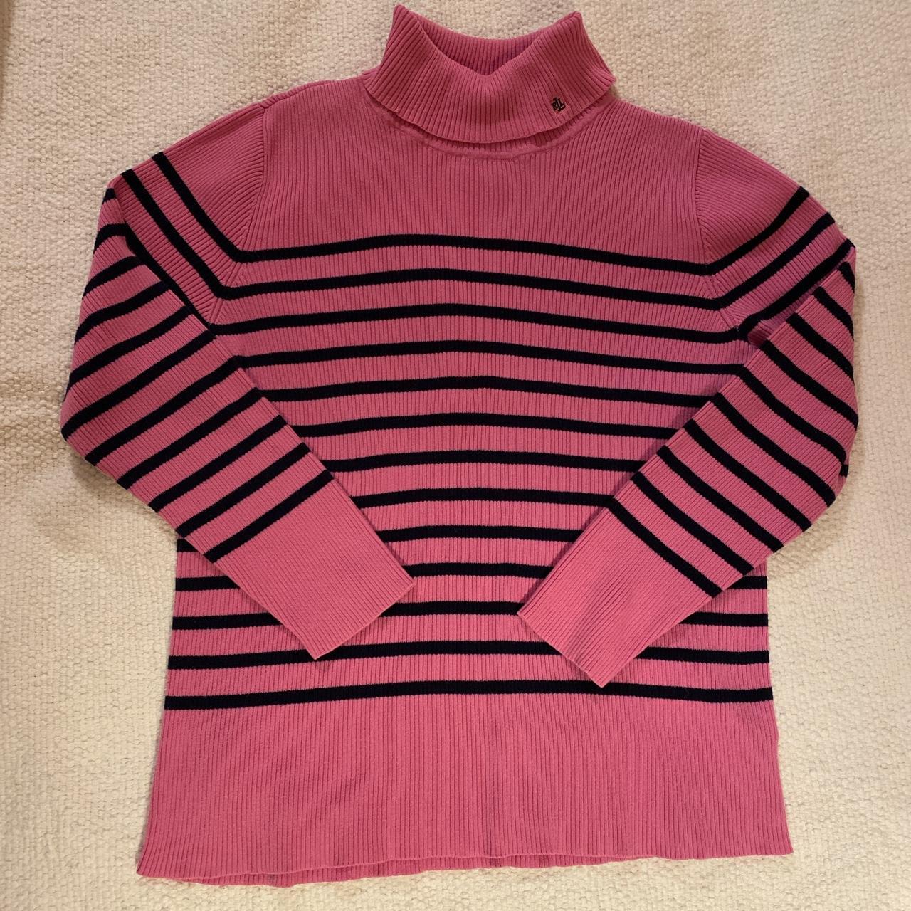 Ralph Lauren pink and navy turtleneck sweater! Tag... - Depop