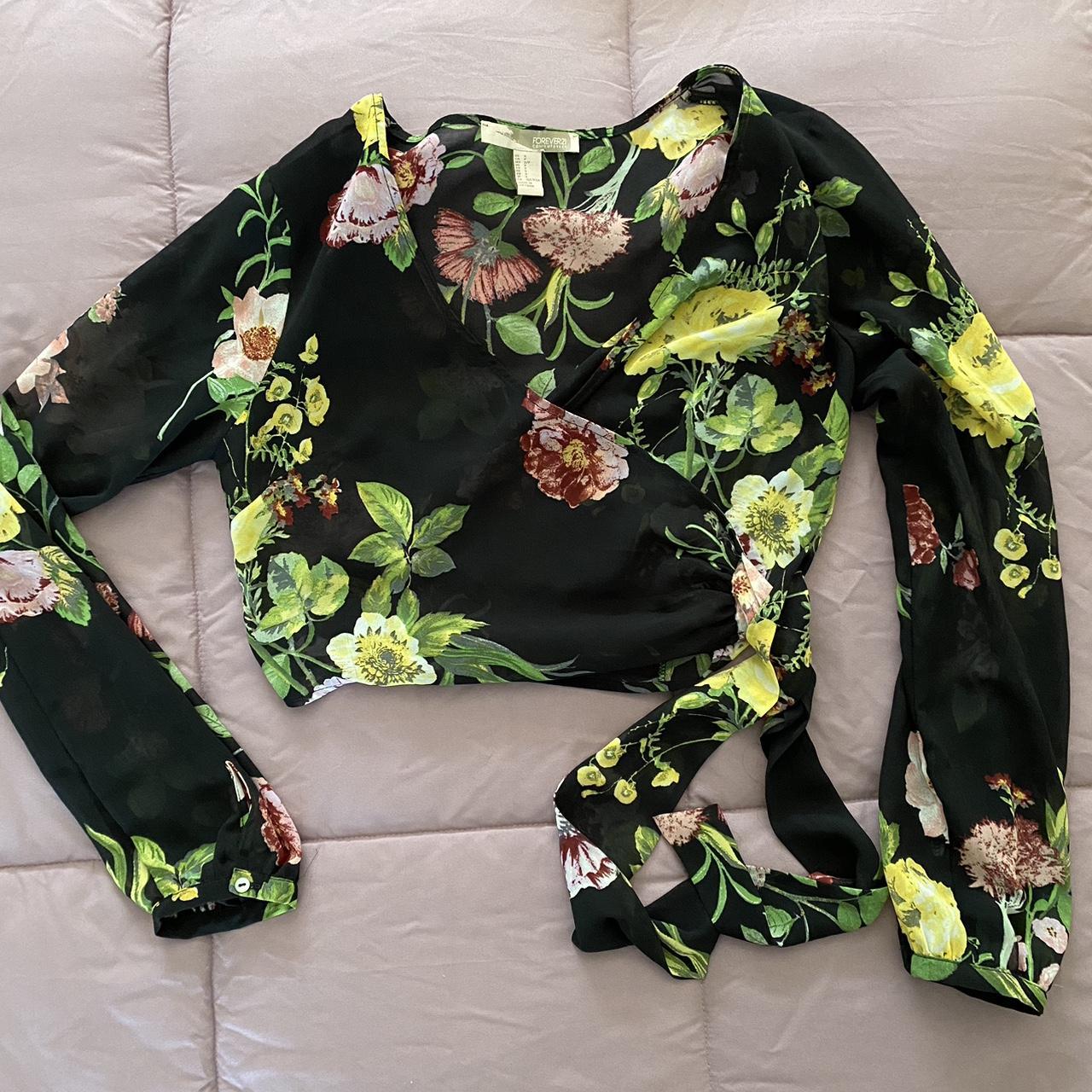 brandy melville green wrap dress - green floral wrap - Depop