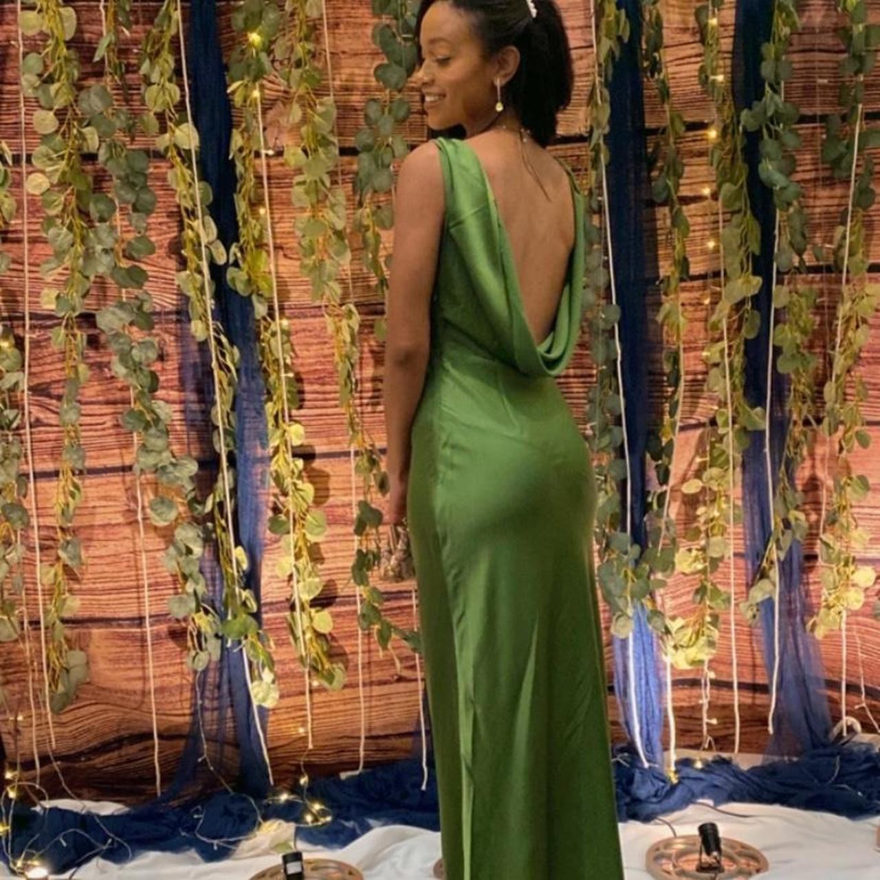 Meshki Nadia emerald green maxi satin gown dress... Depop