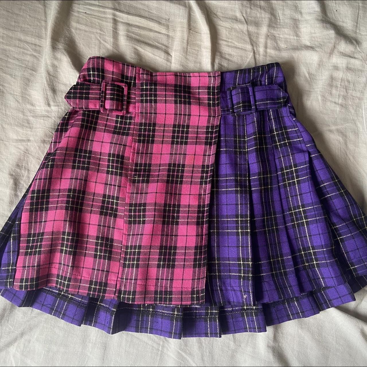 Cute Little Pink and Purple Tartan Mini Skirt🎀💟 Top... - Depop