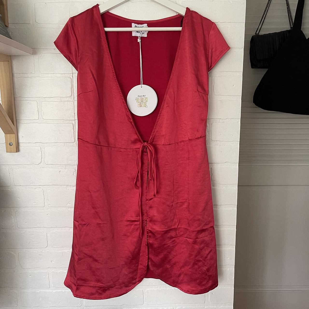 Princess Polly Red Mini Wrap Dress Size US 4... - Depop