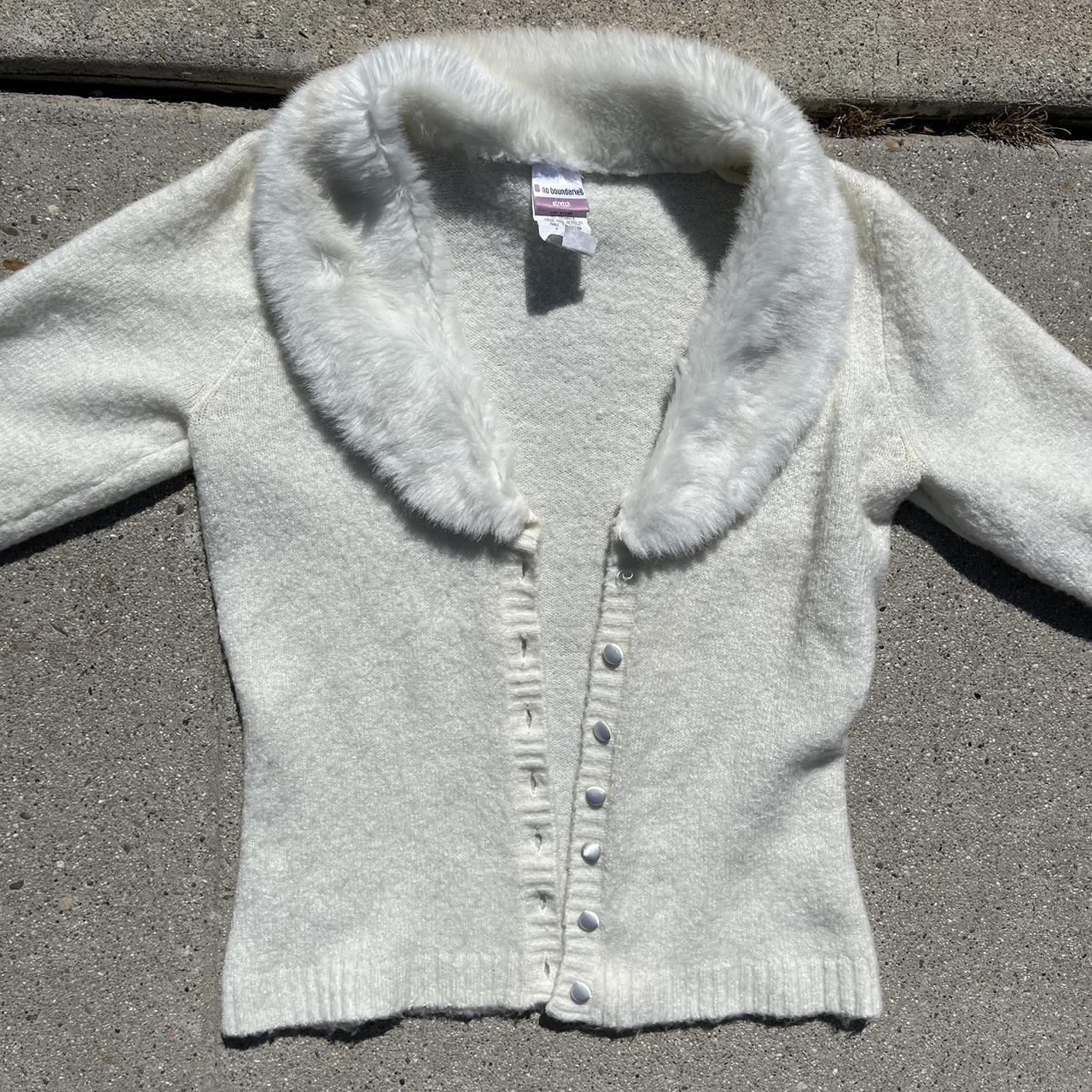 White/cream fur lined cardigan super soft and comfy... - Depop