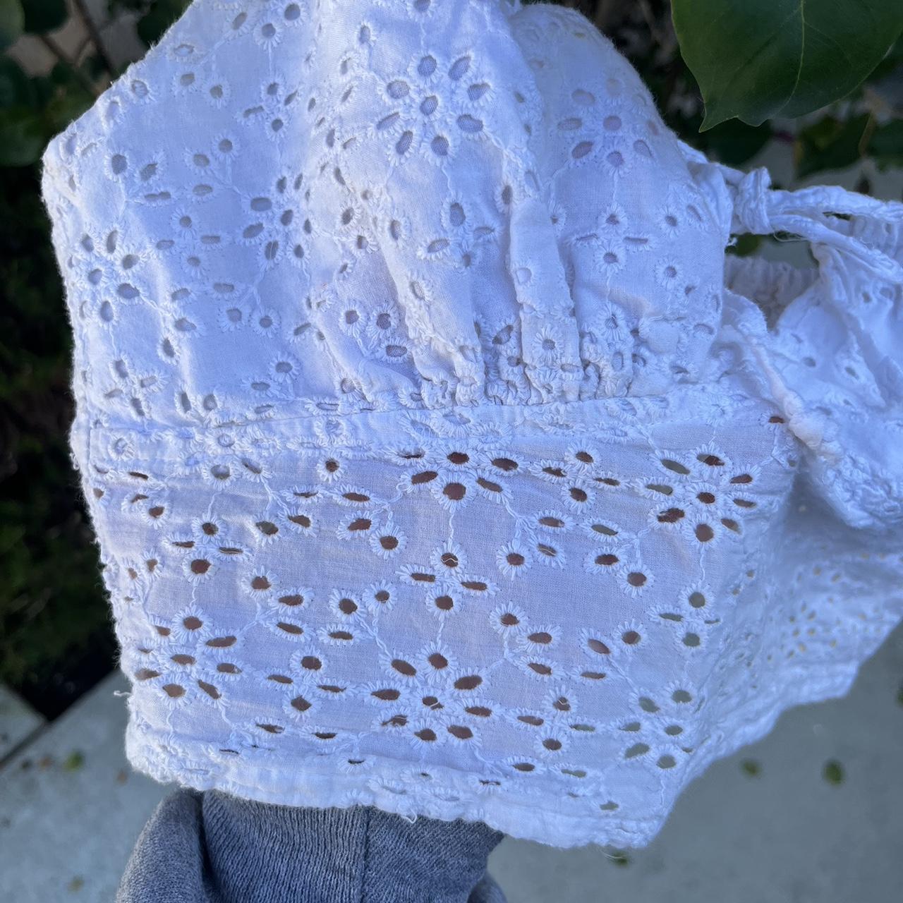 Mini tight white crop top!! The pattern on this top... - Depop