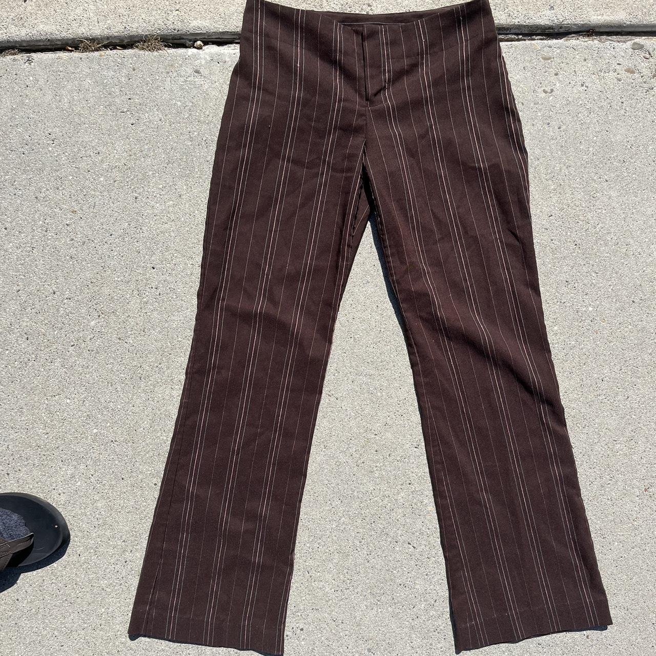 pinstripe pants brown