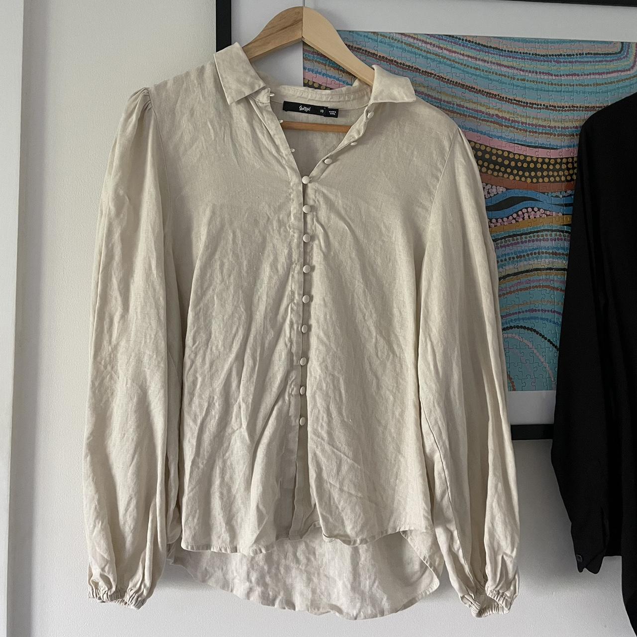 Sportsgirl linen top Au10 Worn a handful of times - Depop