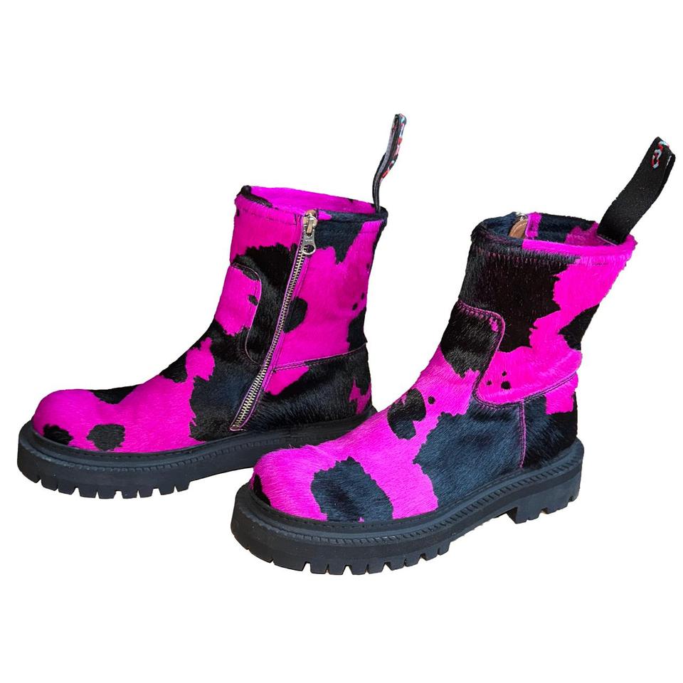 CAMPERLAB Eki Boots Hot Pink Cow Print Genuine... - Depop