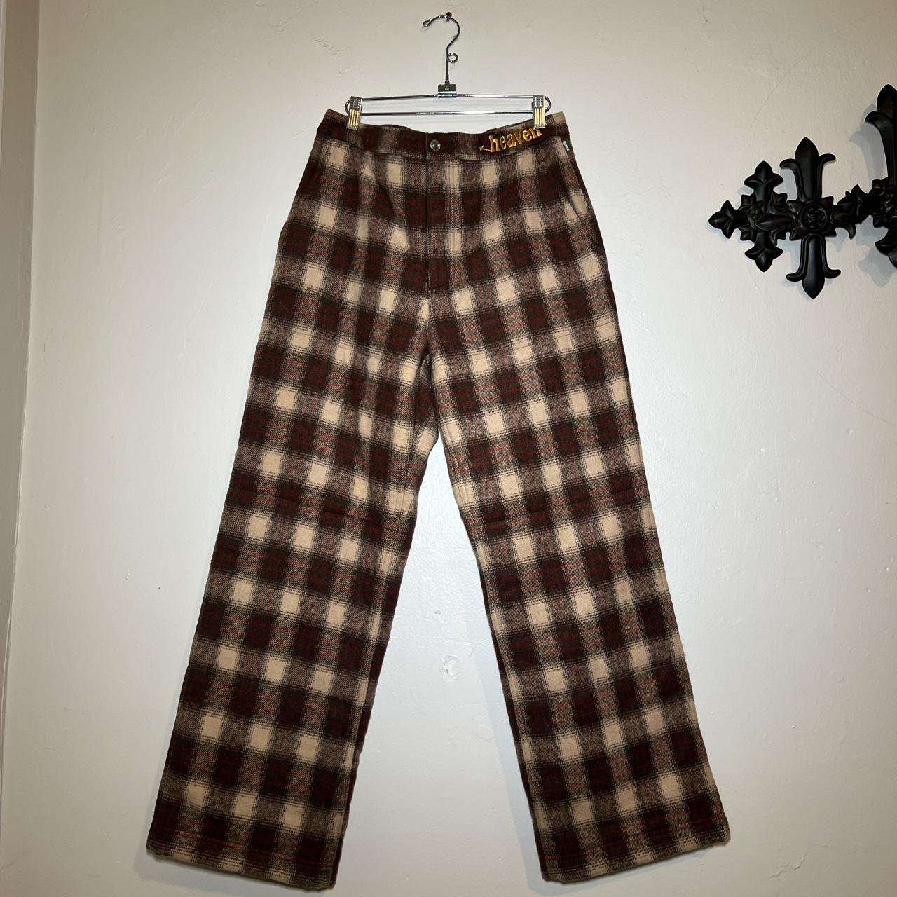 Heaven by Marc Jacobs Men's Brown and Cream Trousers | Depop
