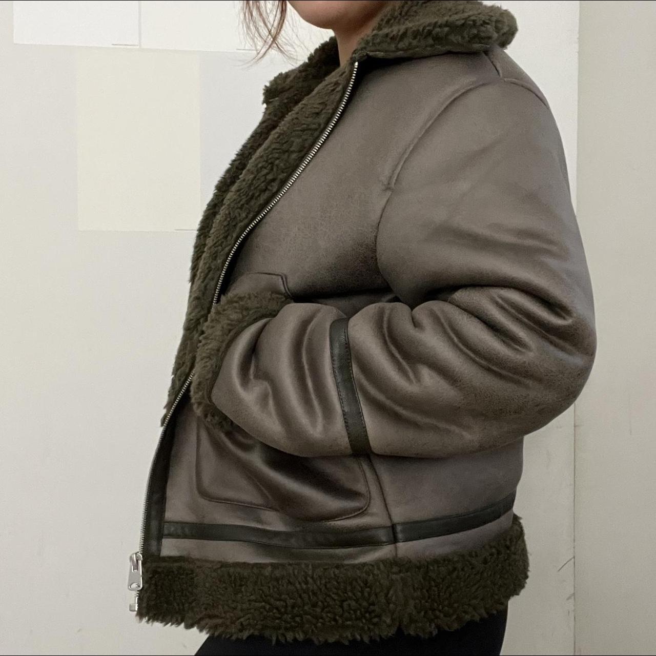 Zara Men’s Aviator Jacket Color green Size L... Depop