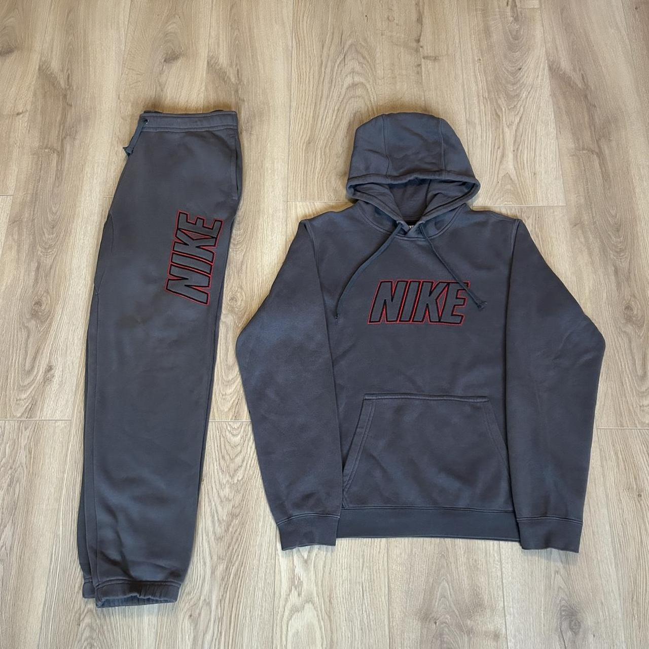 Dark grey Nike club tracksuit both pieces size Depop