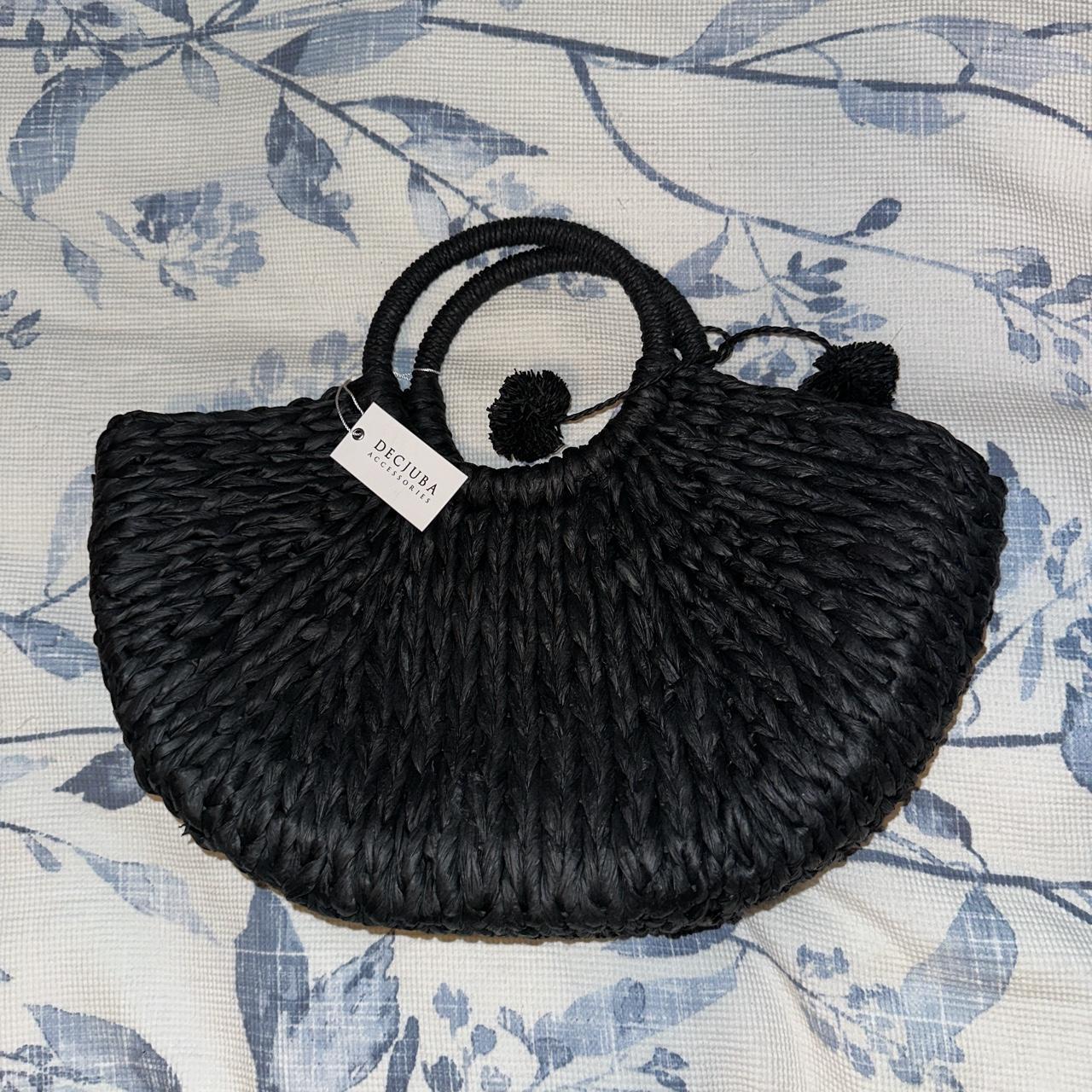 Decjuba black straw bag with tassel, brand new with... - Depop