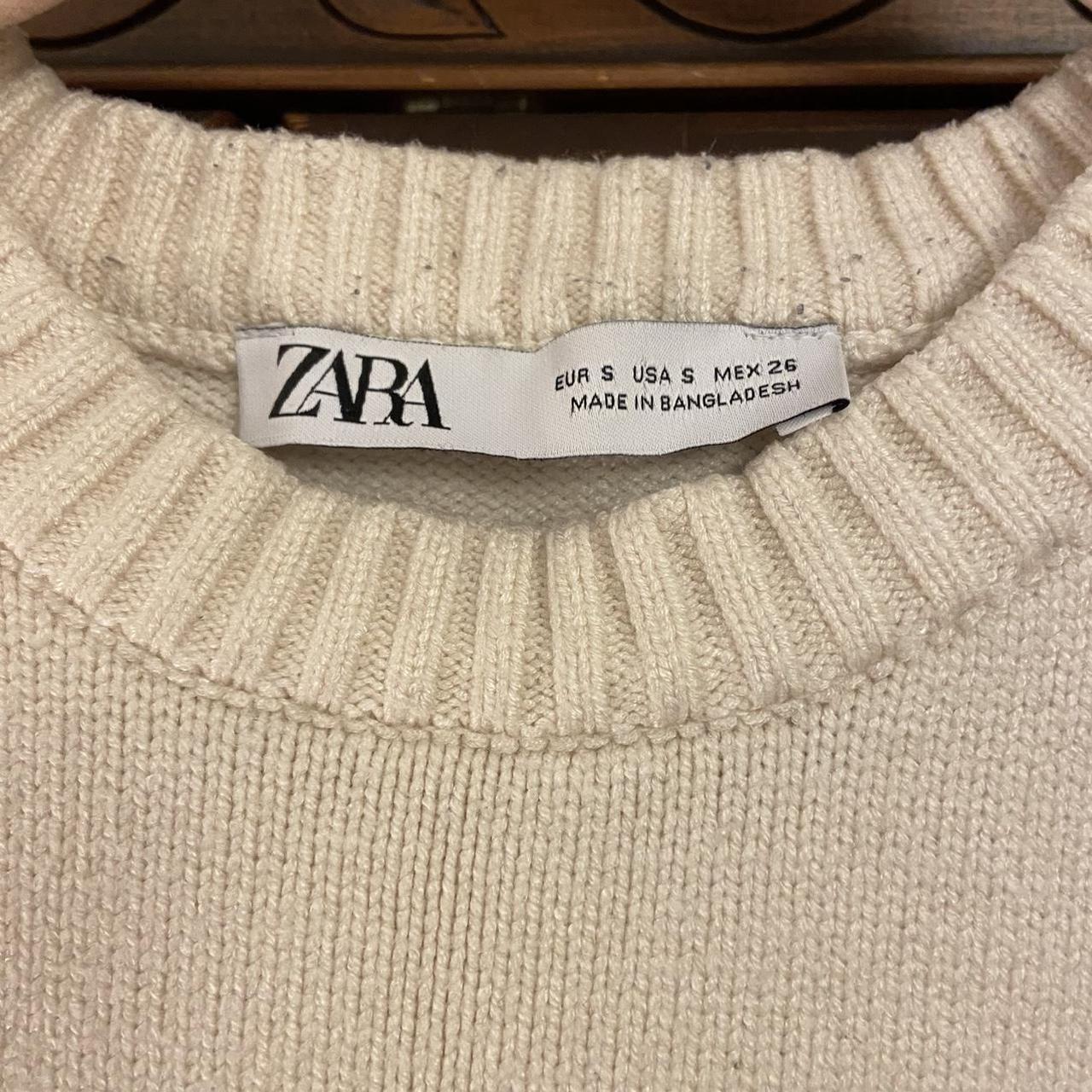 Oversized cream and navy Zara jumper size S. selling... - Depop