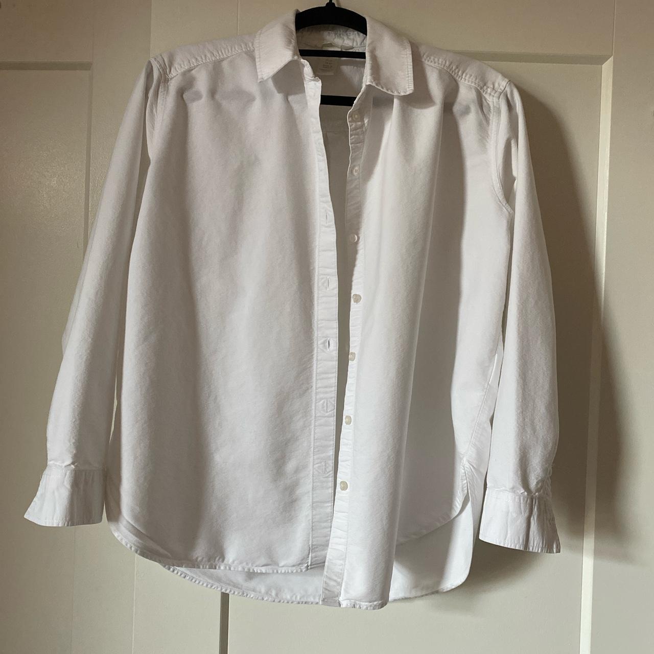 H&M oversized white button down shirt; size XS;... - Depop