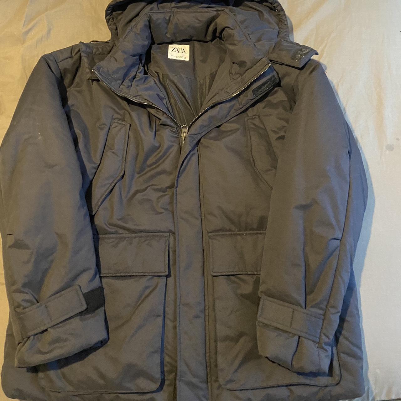 Zara navy puffer coat Detachable hood Men’s... - Depop