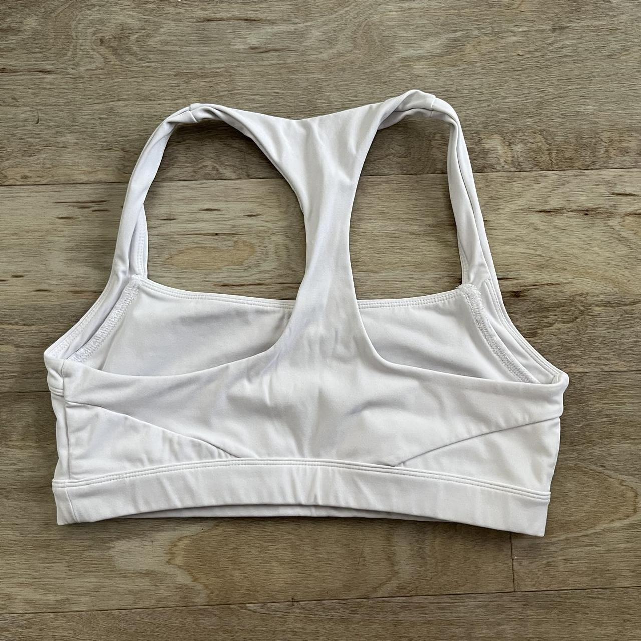 alphalete white pulse balance bra size M worn... - Depop