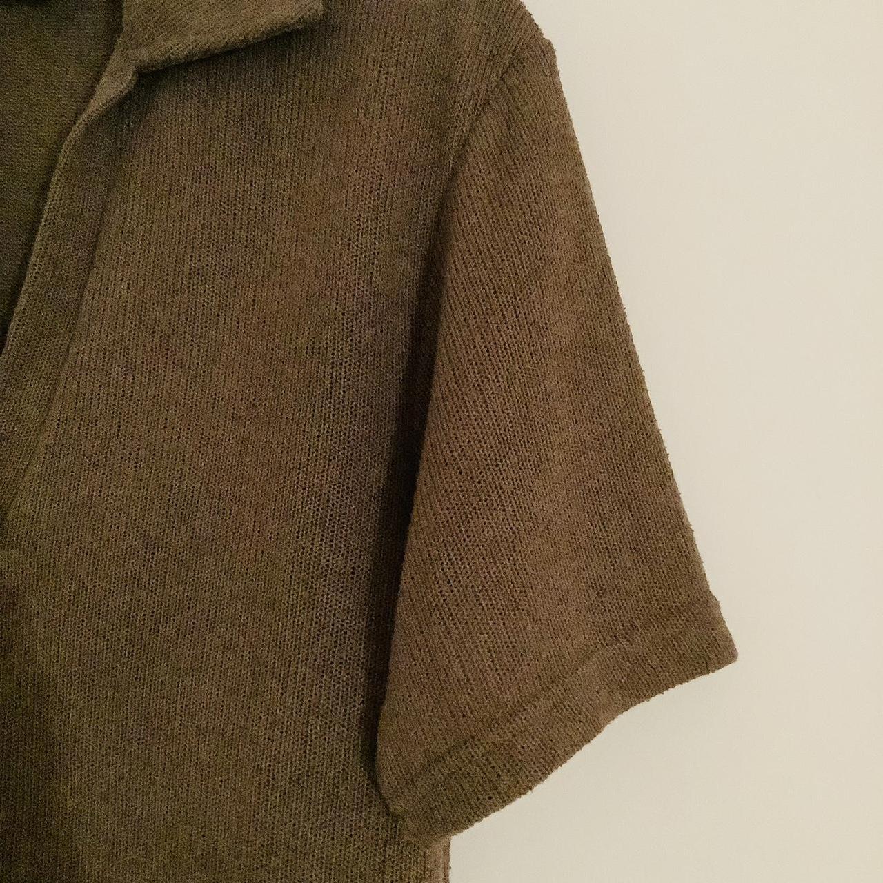 H&M brown knit, sweater dress with short sleeves, V... Depop