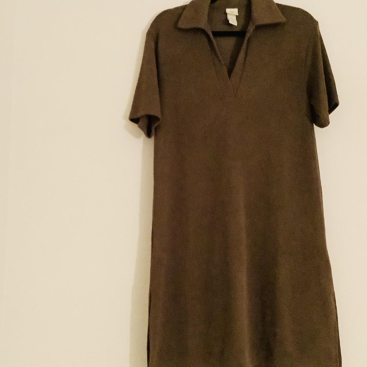 H&M brown knit, sweater dress with short sleeves, V... Depop