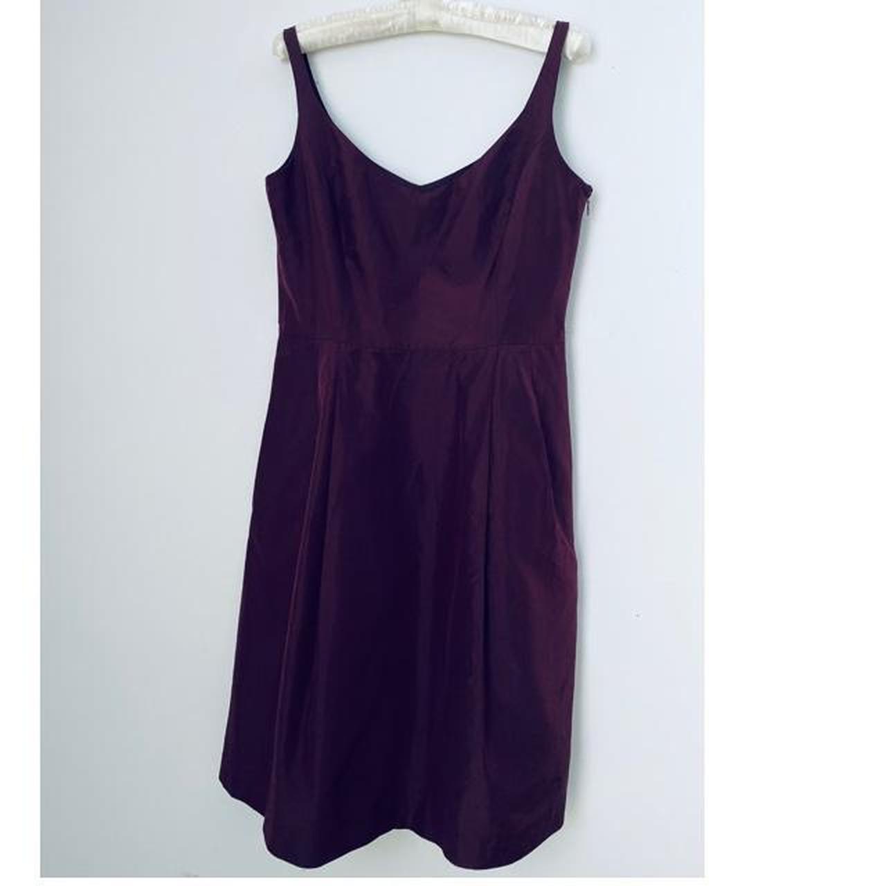 Ann Taylor burgundy, silk, lined, midi dress with... - Depop