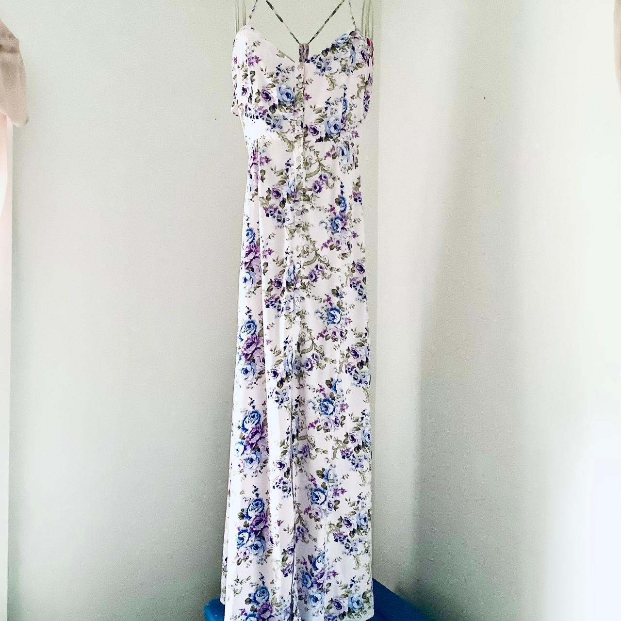 ON HOLD Forever 21 pink and floral maxi dress with... - Depop