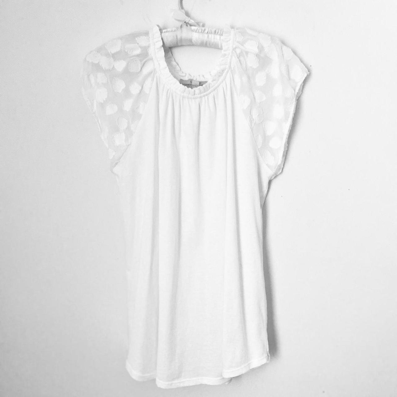 Loft white, gathered, elastic, scoop neck top