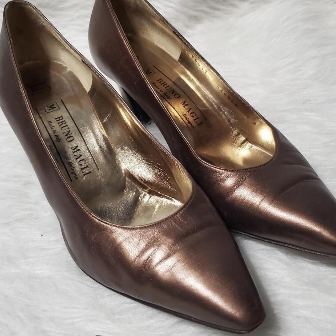 Vintage Bruno Magli Tomaia Pelle Copper Heels Womens Depop