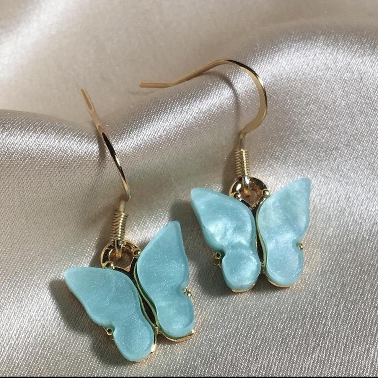 Aqua blue butterfly earrings 🦋 ️Handmade by me... - Depop