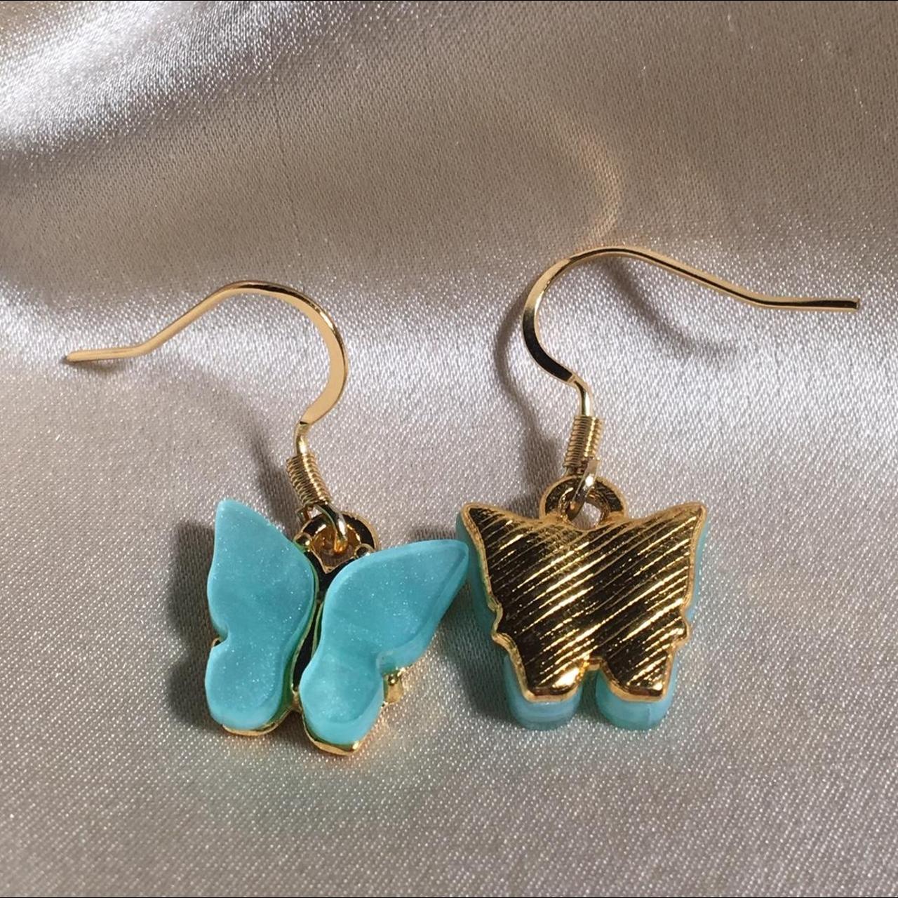 Aqua blue butterfly earrings 🦋 ️Handmade by me... - Depop