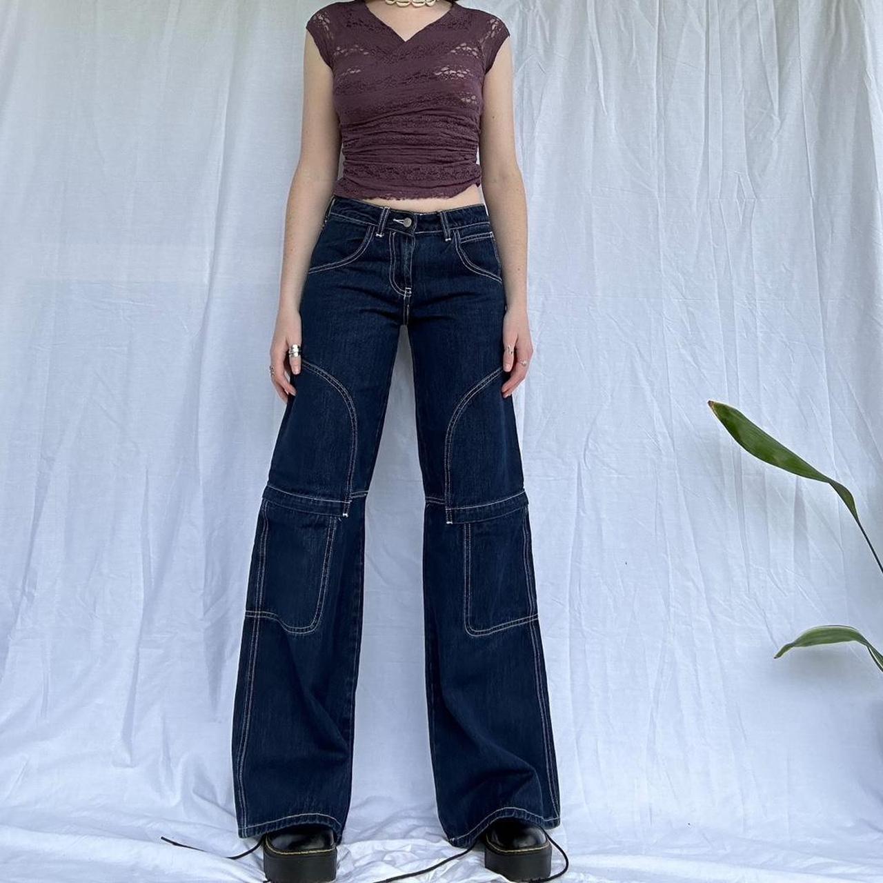 The coolest baggy low rise cargo jeans 🧿 Dark wash... - Depop