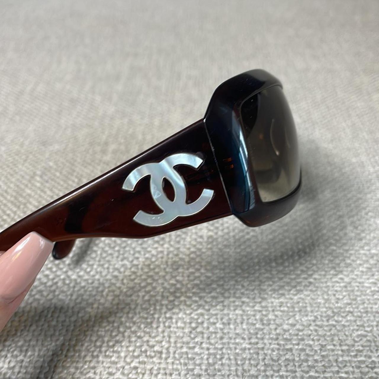 Chanel Mother Of Pearl CC Oversize Sunglasses - White Sunglasses