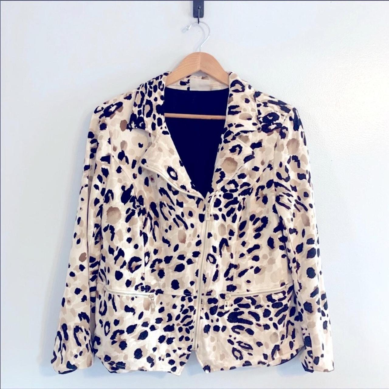 Chico’s hotsell leopard animal print zip up jacket