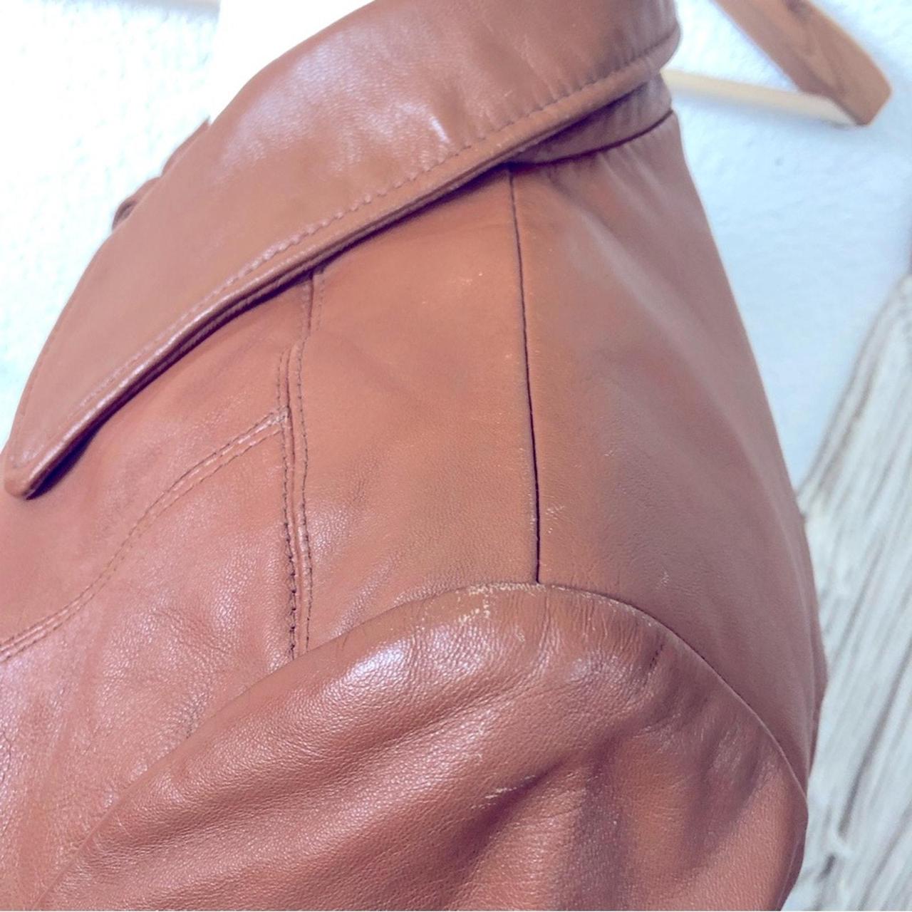 Colebrook essentials shops brown leather jacket has some areas of distressing