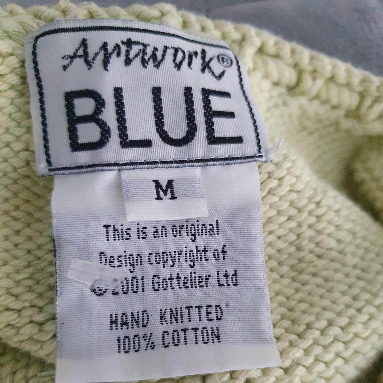 Artwork blue hand knitted vintage vest top size on... - Depop