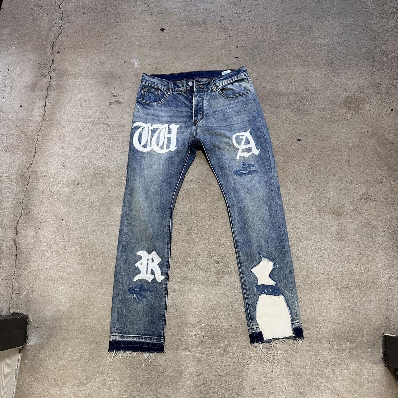 MNML slim patch jeans 🔥 - Depop