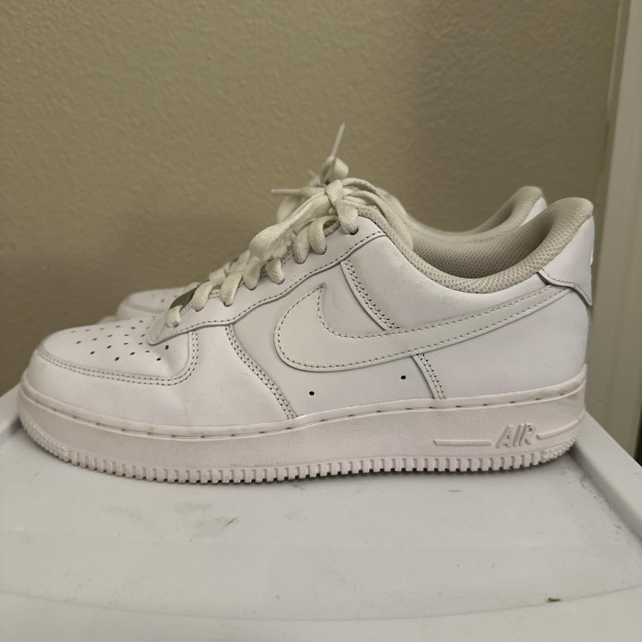 worn out all white forces #nike #airforce1... - Depop