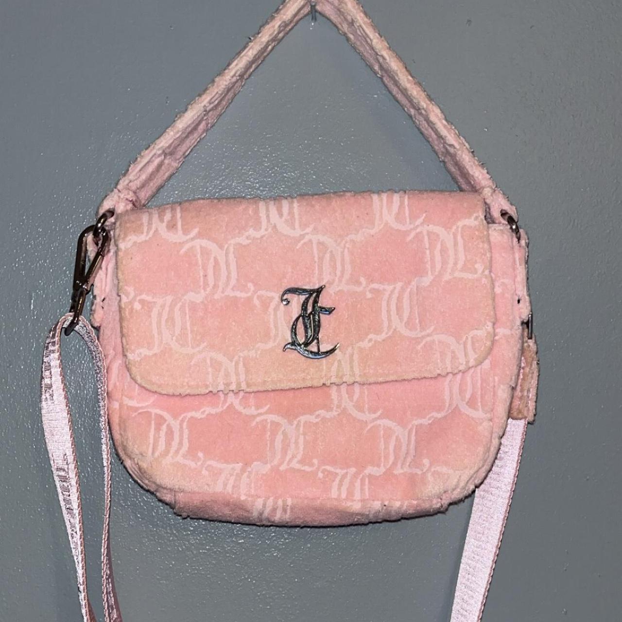 Juicy Couture mono logo cross body handbag in pink.... Depop