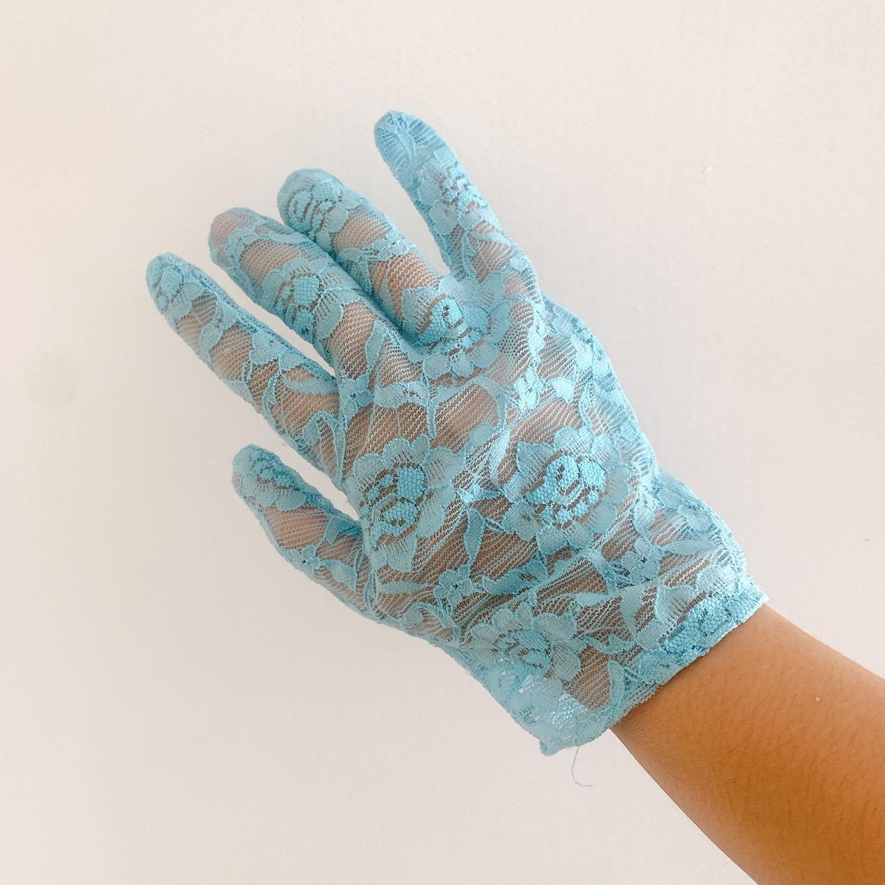 Vintage baby light blue lace gloves M L Sorry Depop
