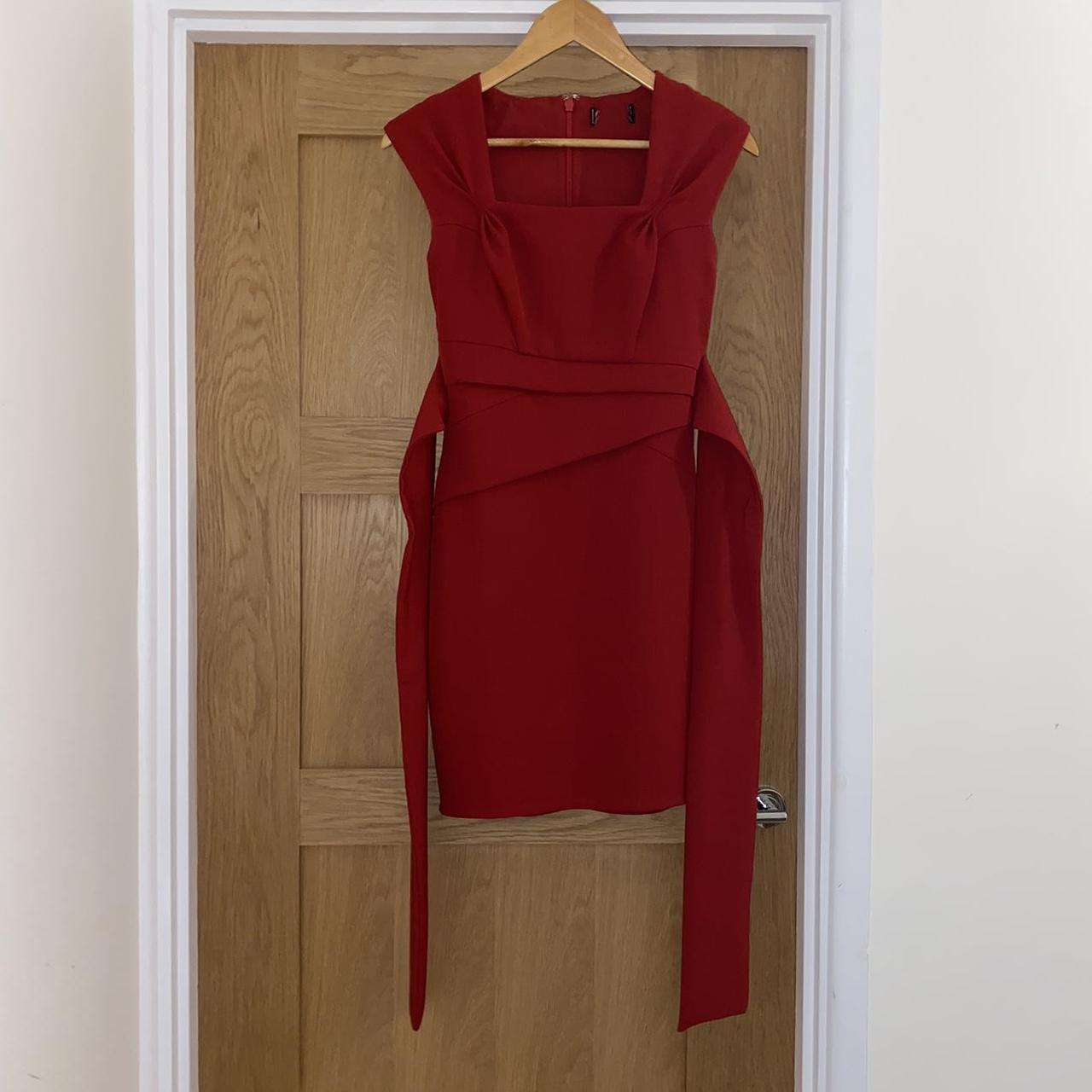 Lipsy London Red Bodycon Dress with Tie Front. Depop