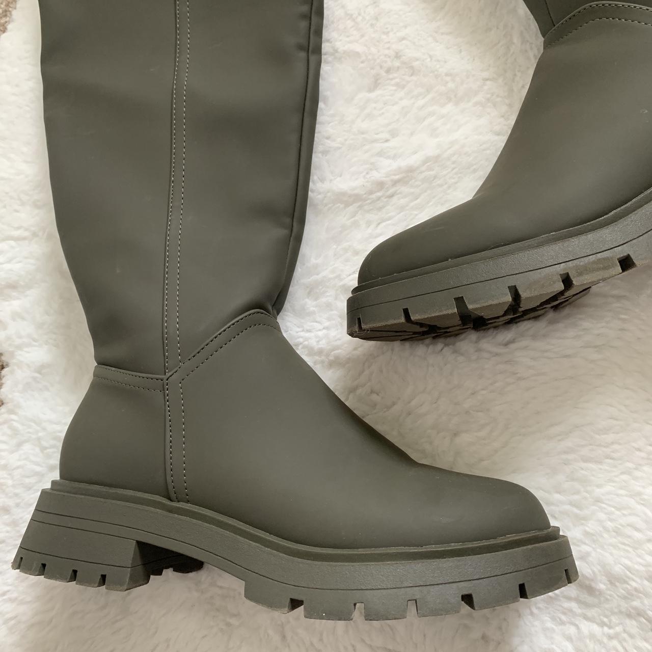 Primark Women's Khaki and Green Boots Depop