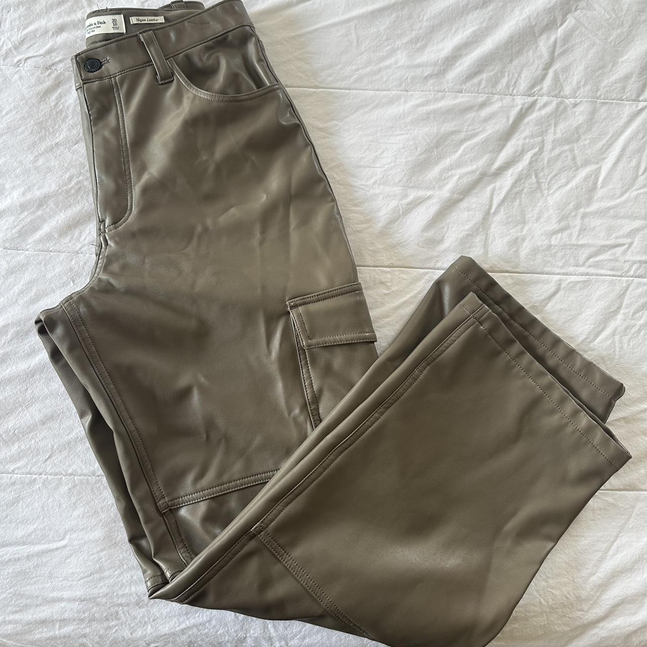 ABERCROMBIE & FITCH VEGAN LEATHER CARGOS SIZE 10... Depop