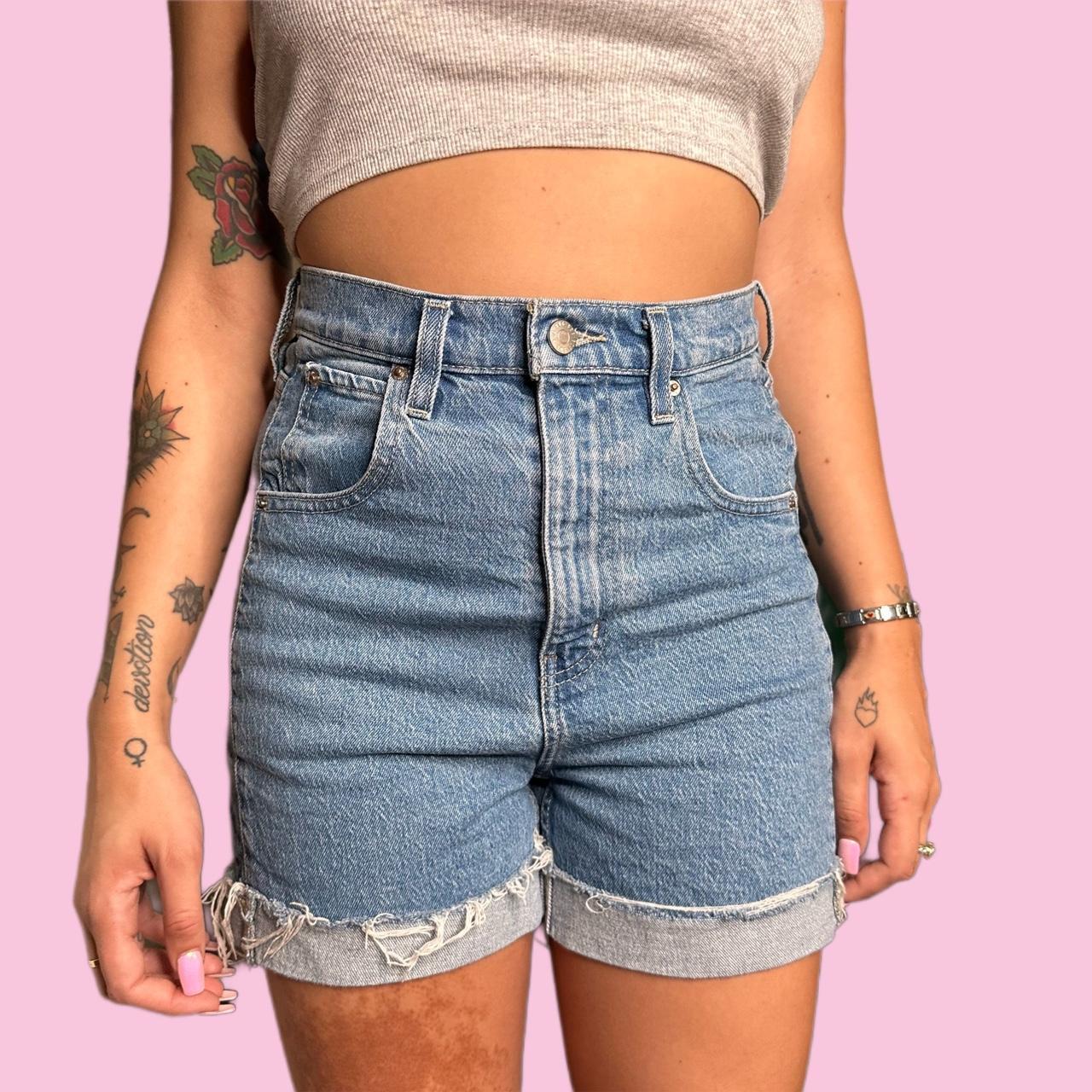 High waisted cuffed jean on sale shorts