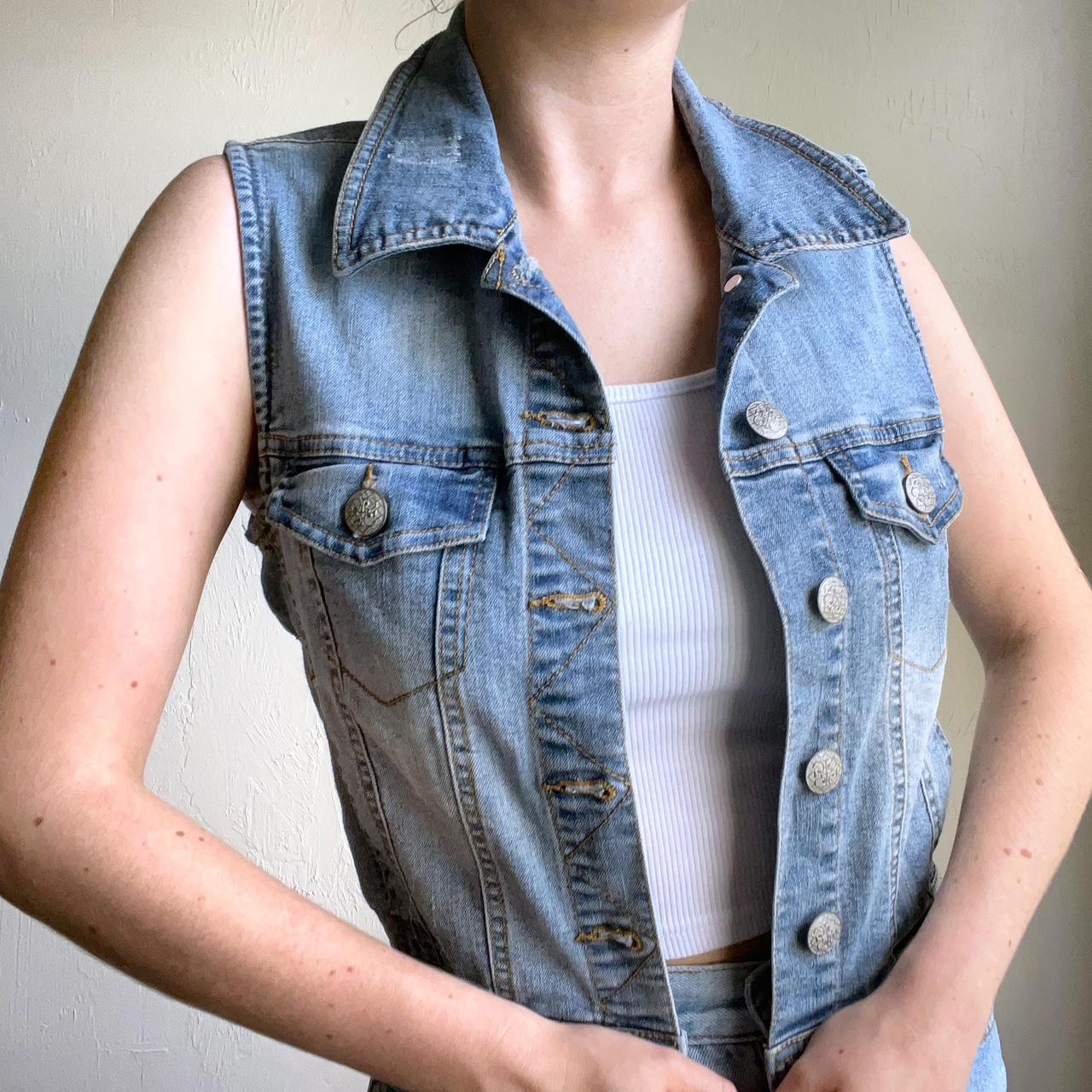 Copper Union Women's Blue Gilet Depop