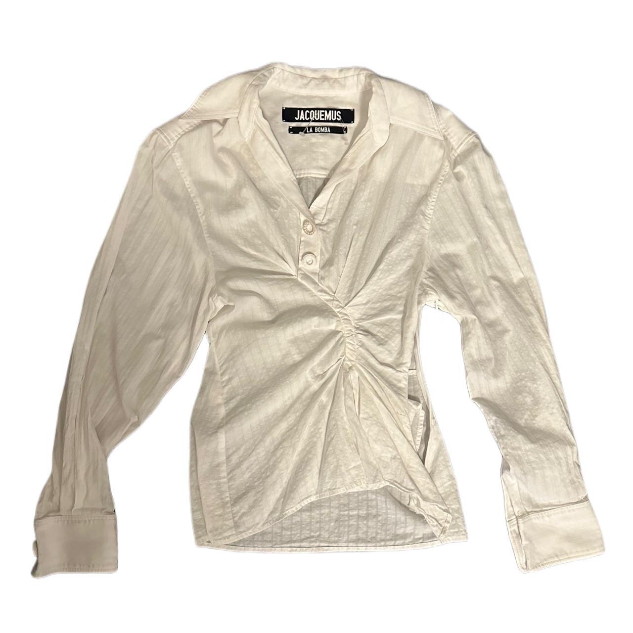 Jacquemus White Cinched Long Sleeve Top Size | Depop