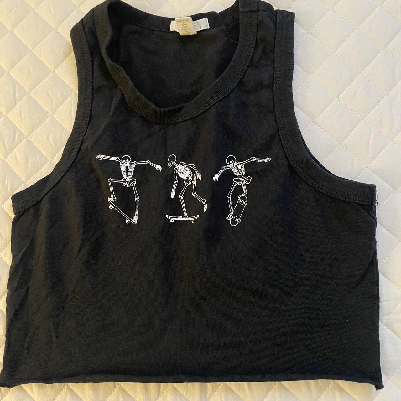 Women's Black and White Crop-top | Depop