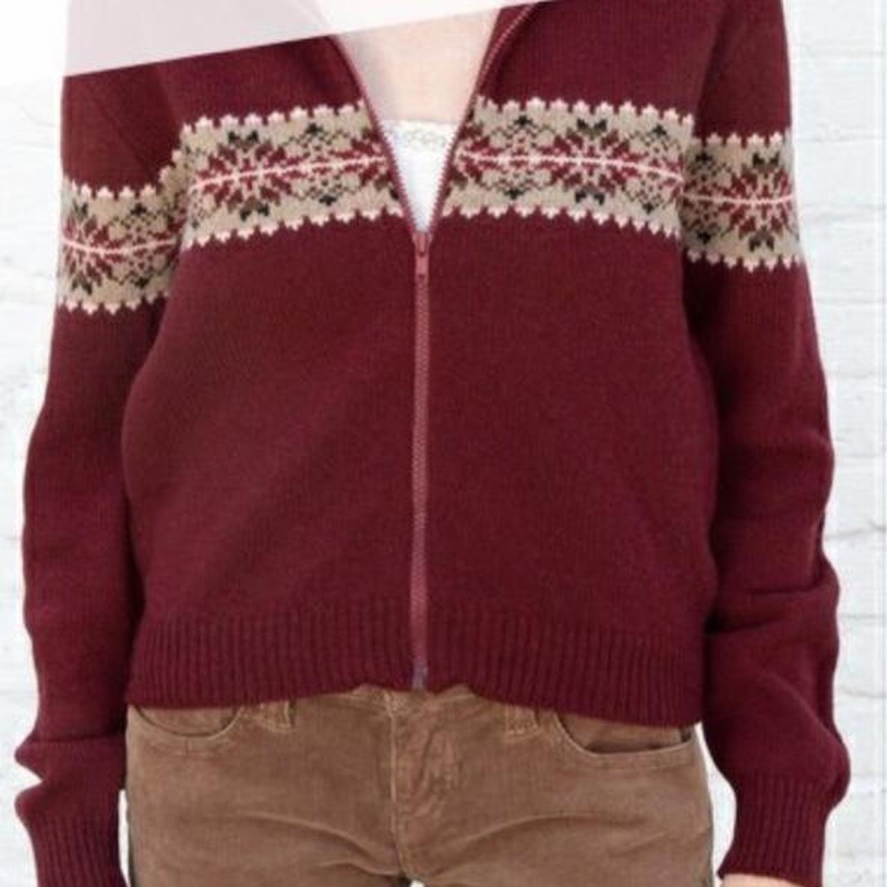 Paola Wool Zip Up Sweater Brandy