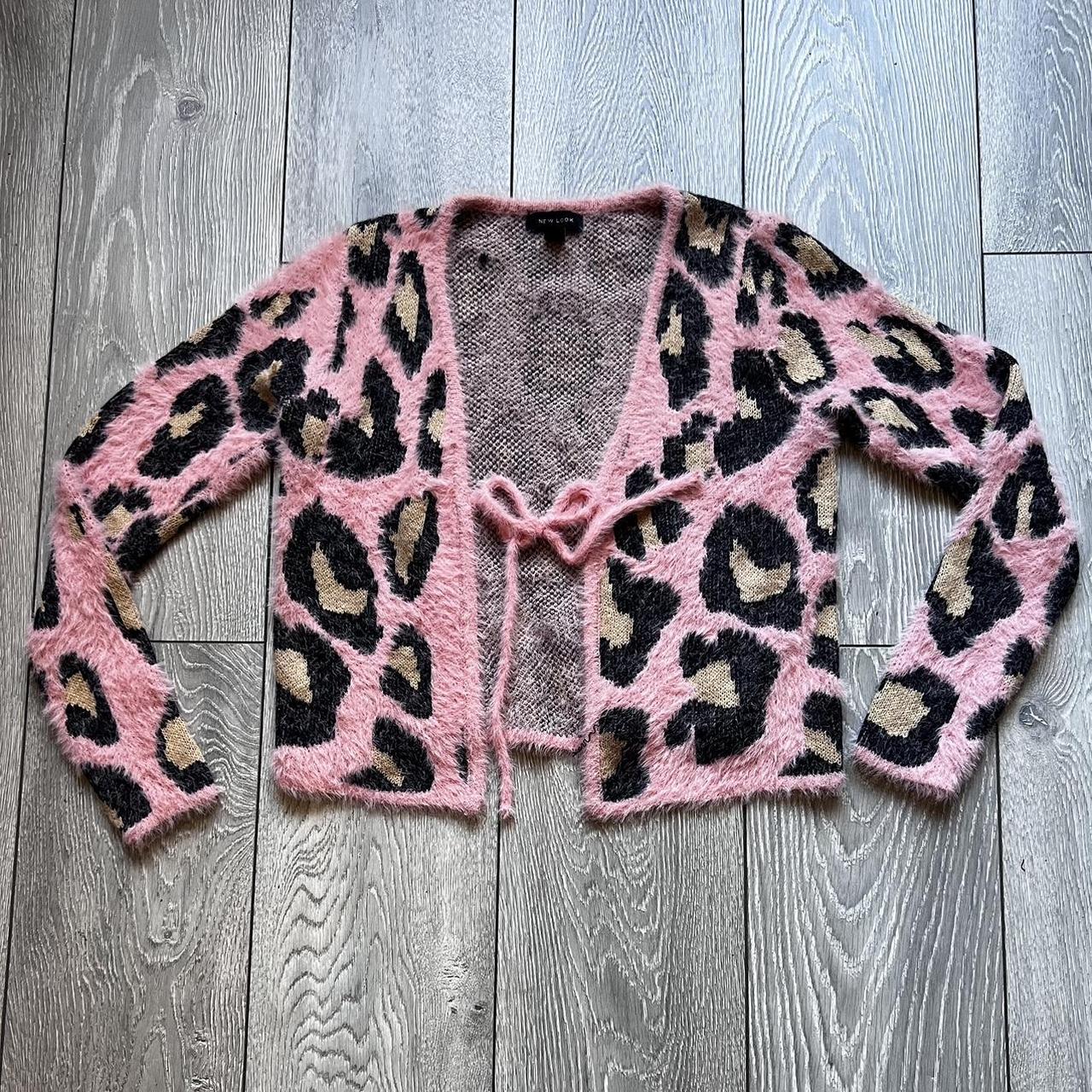 NEW LOOK PINK LEOPARD PRINT KNIT CARDIGAN. Add a. Depop