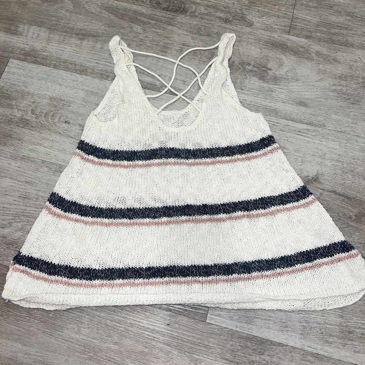 Aerie Crochet Halter Striped Crop Top Size Small